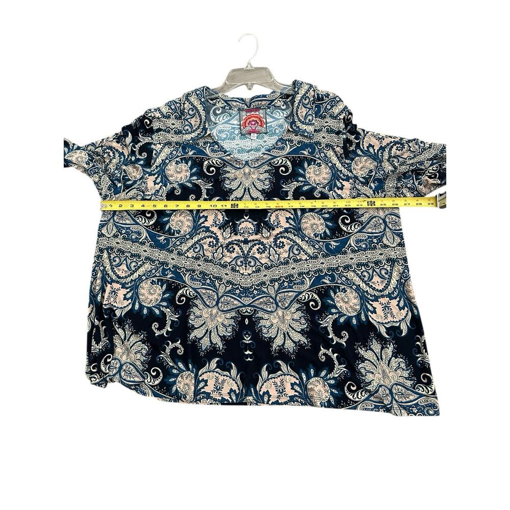 Johnny Was Plus 3x The Janie Favorite Puff Sleeve Polo Tee T-Shirt Roman Paisley - Picture 6 of 7